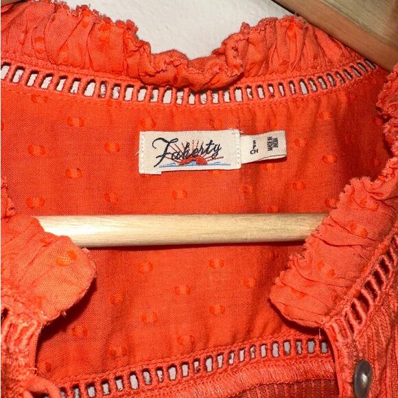 Faherty Willa Top Boho Blouse Emberglow Small Organic Cotton Semi-Sheer - Picture 3 of 7